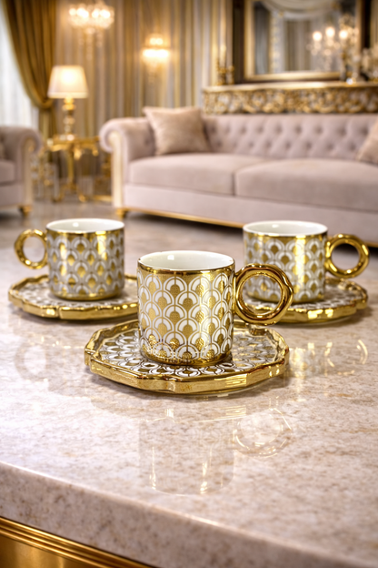 Service à café 6 pièces avec soucoupes – L’art de servir avec élégance