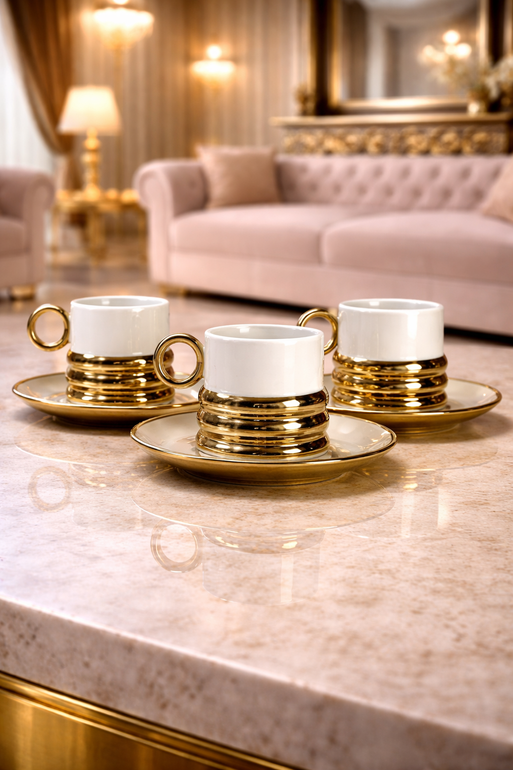 Service à café 6 pièces avec soucoupes blanc – L’art de servir avec élégance