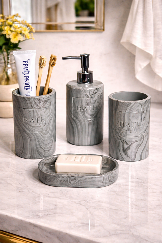 Set de Salle de Bain 4 Pièces – Finition Gris Mat Élégant et Moderne