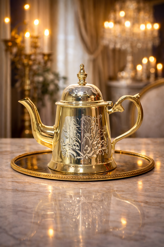 Théière royale – Cuivre doré ciselé à la main