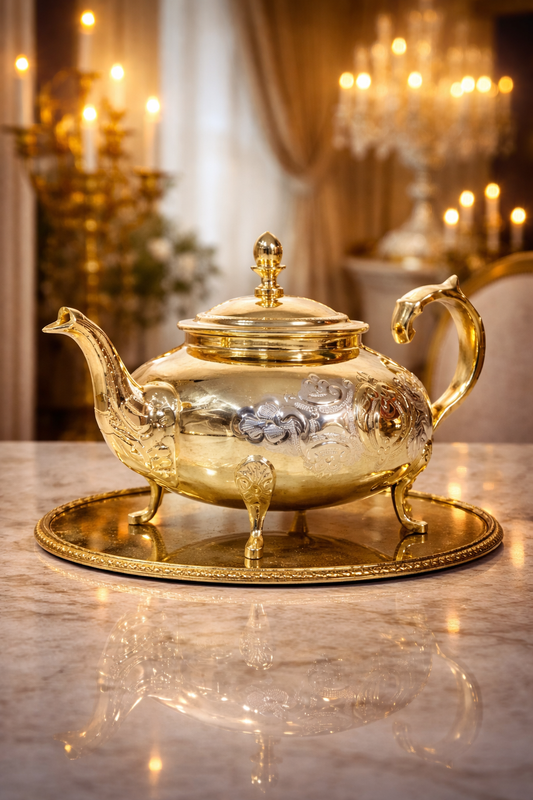 Théière royale – Cuivre doré ciselé à la main