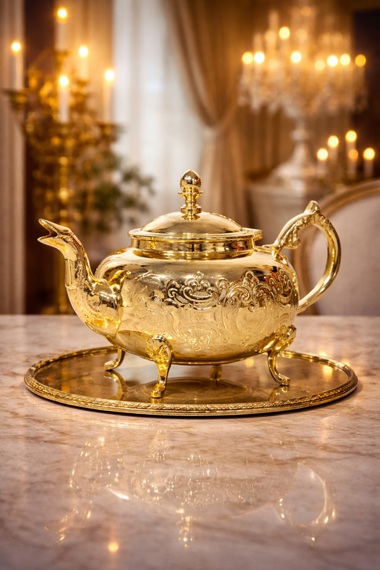 Théière traditionnelle en cuivre doré – Fait main avec passion