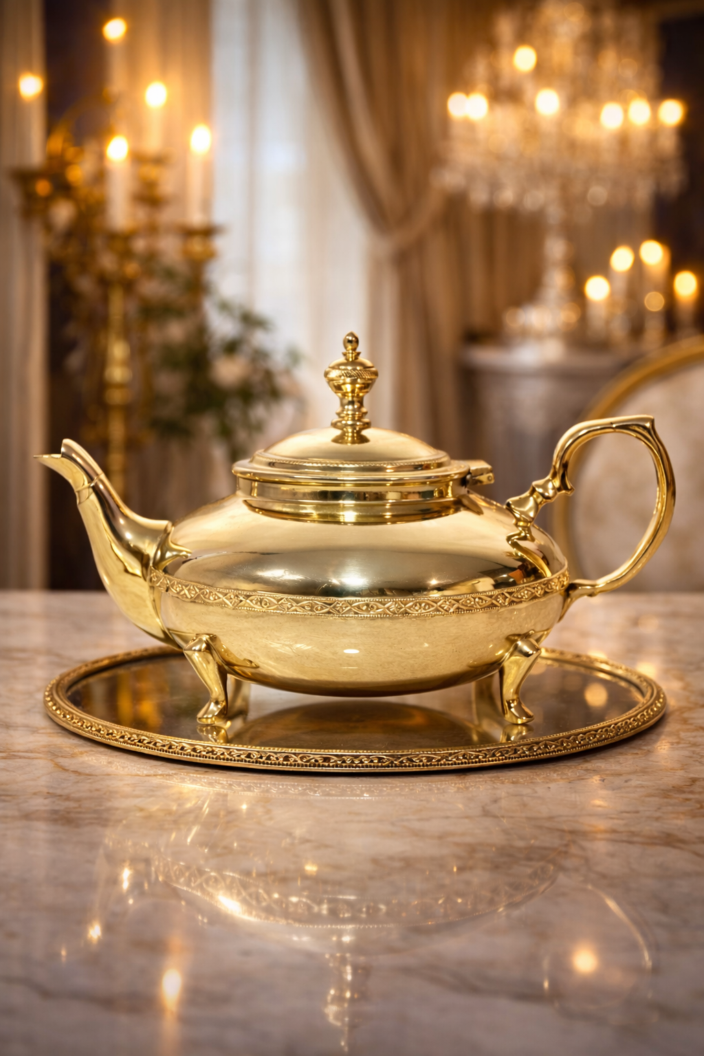 Théière de collection en cuivre doré – Artisanat d’exception