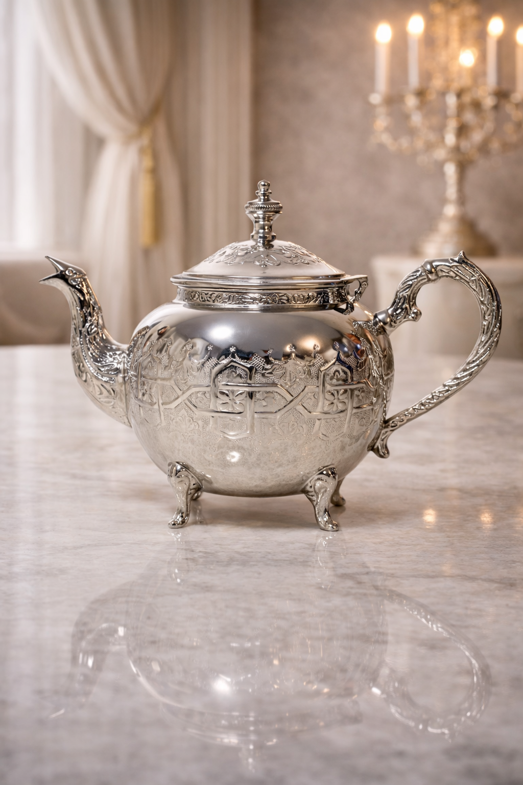 Théière traditionnelle en cuivre doré – Fait main avec passion