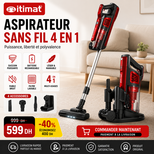Aspirateur Sans Fil Itimat 4en1 – 2200W de Puissance (TEST)
