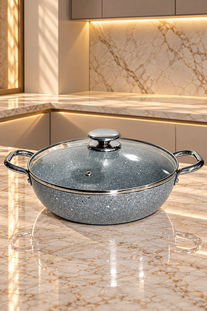 Gamelle en Granit Gris avec Couvercle et Poignée en Inox – Robustesse et Élégance