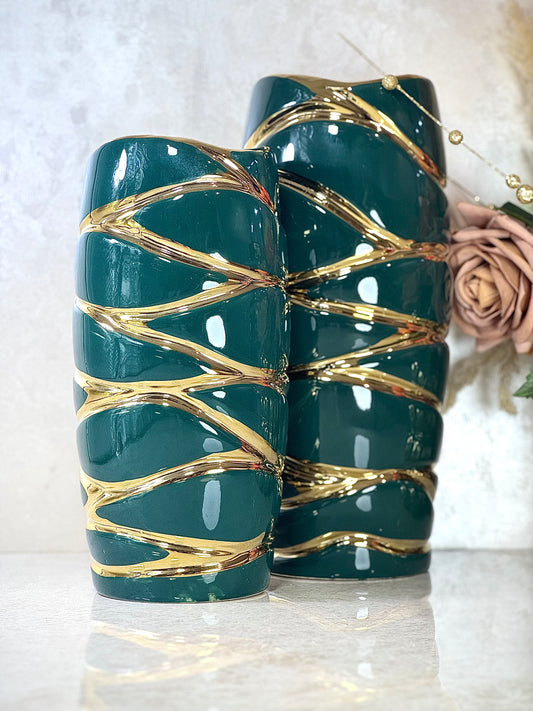 Ensemble de 2 vases en porcelaine – Élégance sculpturale pour votre intérieur