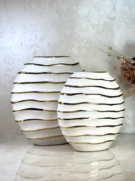 Ensemble de 2 vases en porcelaine – Élégance sculpturale pour votre intérieur