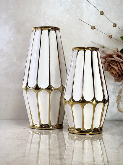 Ensemble de 2 vases en porcelaine en gris et blanc