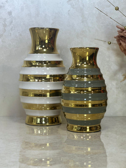 Ensemble de 3 vases en porcelaine en gris,blanc et noir