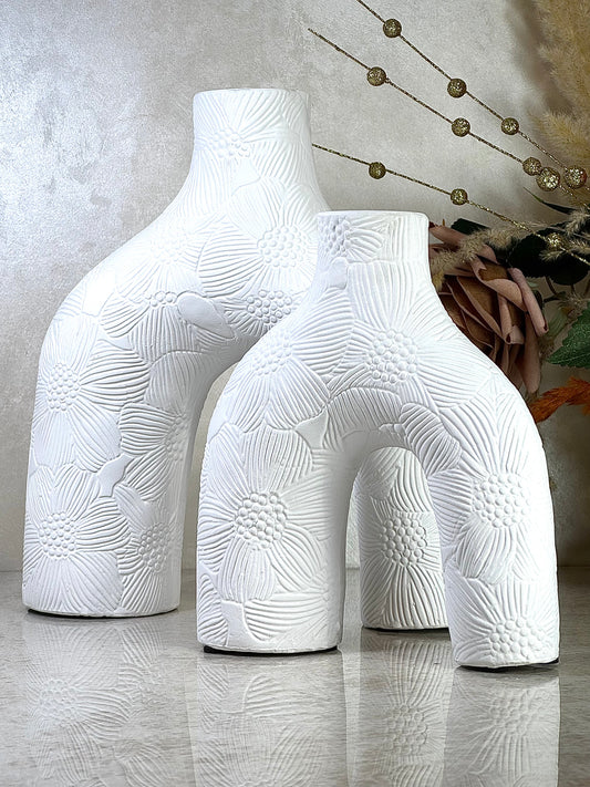 Ensemble de 2 vases en céramique – Élégance sculpturale pour votre intérieur