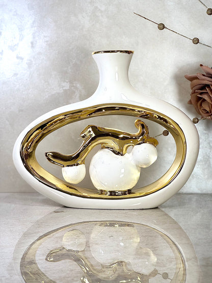 Ensemble de 2 vases en porcelaine en noir ou blanc