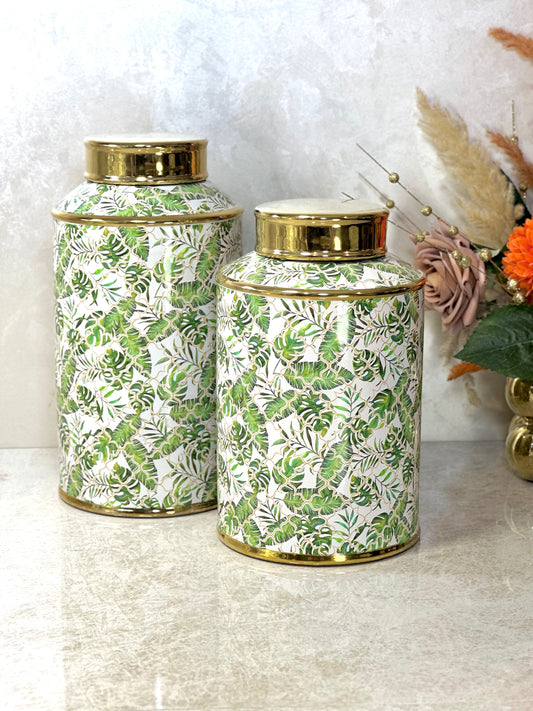 Duo vases Botanica – Élégance Naturelle en Vert et Or