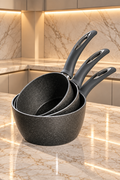 "Pack de 3 Casseroles en Granit Gris – Performance et Élégance "