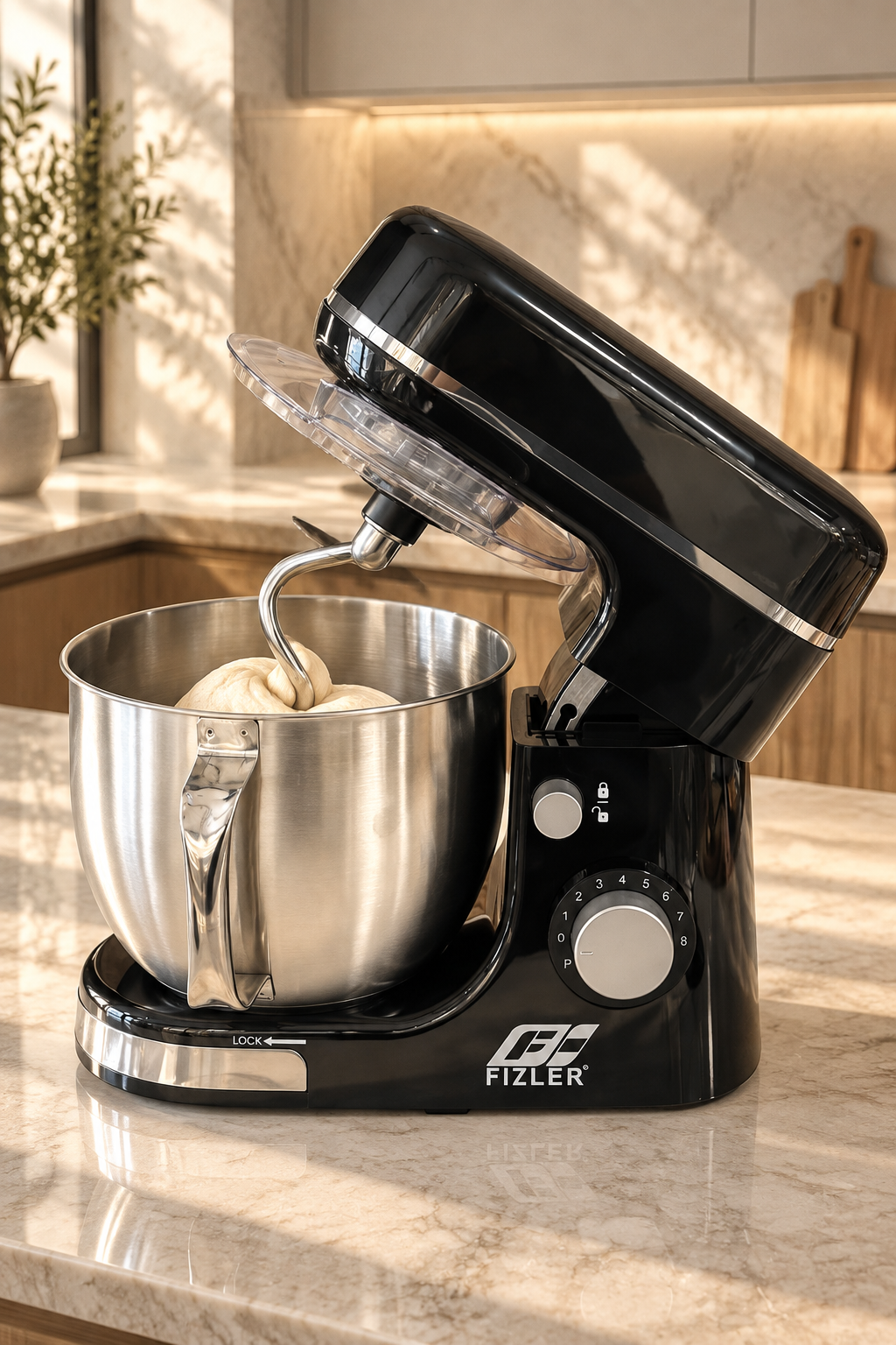 Pétrin à Pâtes FIZLER 5L Premium – Bol Inox, Moteur en Cuivre & 3 Accessoires Inclus