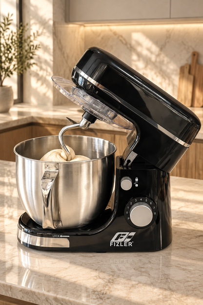 Pétrin à Pâtes FIZLER 5L Premium – Bol Inox, Moteur en Cuivre & 3 Accessoires Inclus