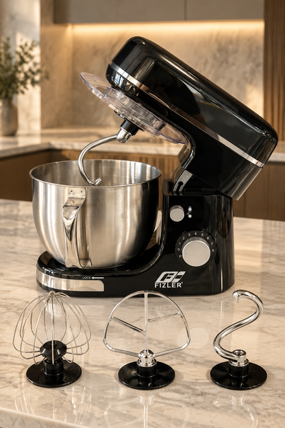 Pétrin à Pâtes FIZLER 5L Premium – Bol Inox, Moteur en Cuivre & 3 Accessoires Inclus