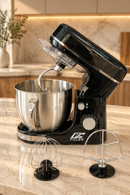Pétrin à Pâtes FIZLER 5L Premium – Bol Inox, Moteur en Cuivre & 3 Accessoires Inclus
