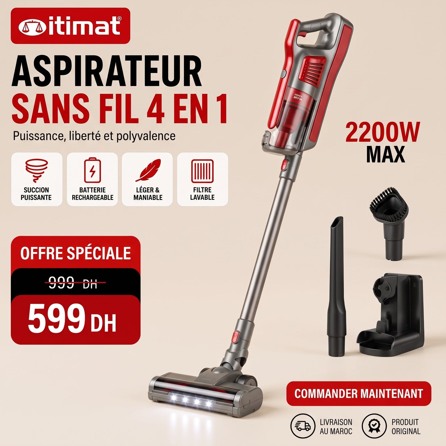 Aspirateur Sans Fil Itimat 4en1