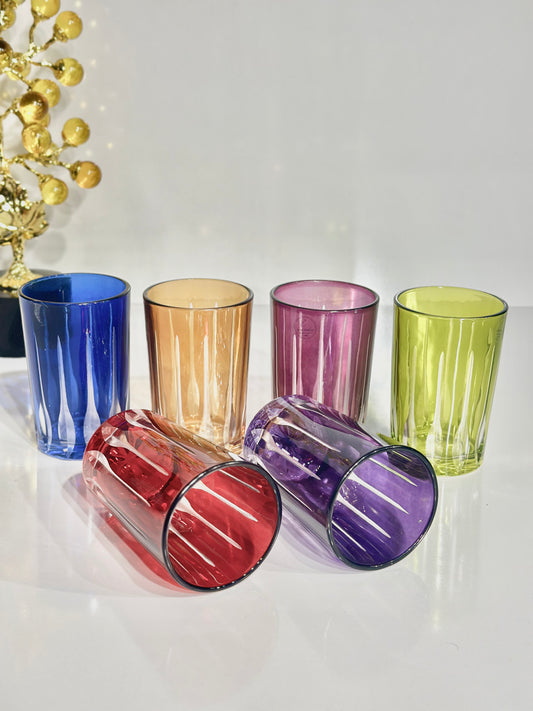 Lot de 6 Verres à Thé en Cristal Coloré – Charme Oriental et Élégance Intemporelle