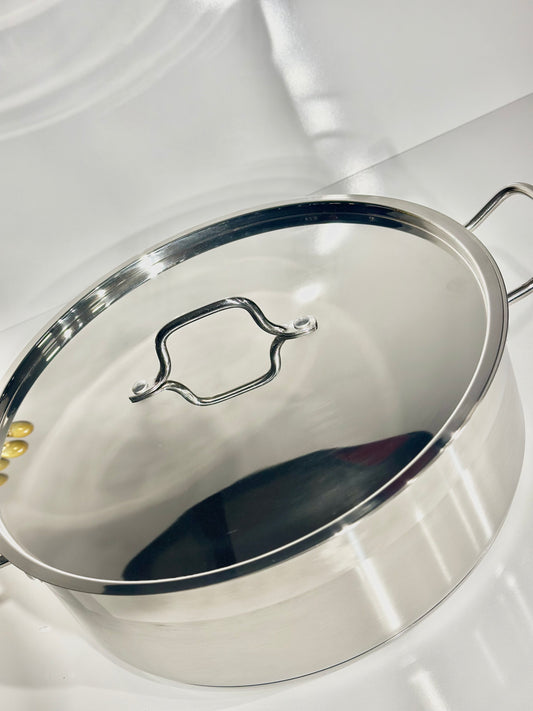 Marmite Entièrement en Acier Inoxydable avec Couvercle – Disponible en 28 cm et 32 cm