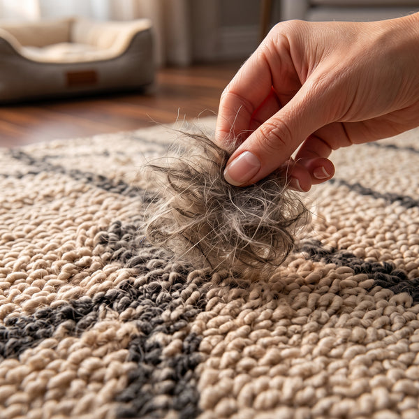La poussière fine et les poils d'animaux incrustés dans les tapis