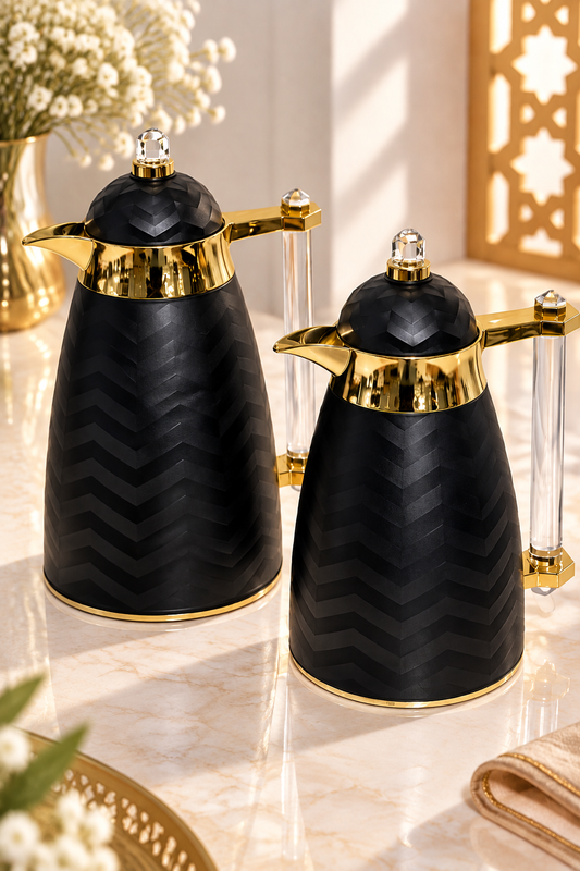 Set de 2 Thermos Luxe Noir & Doré – Design Élégant et Raffiné